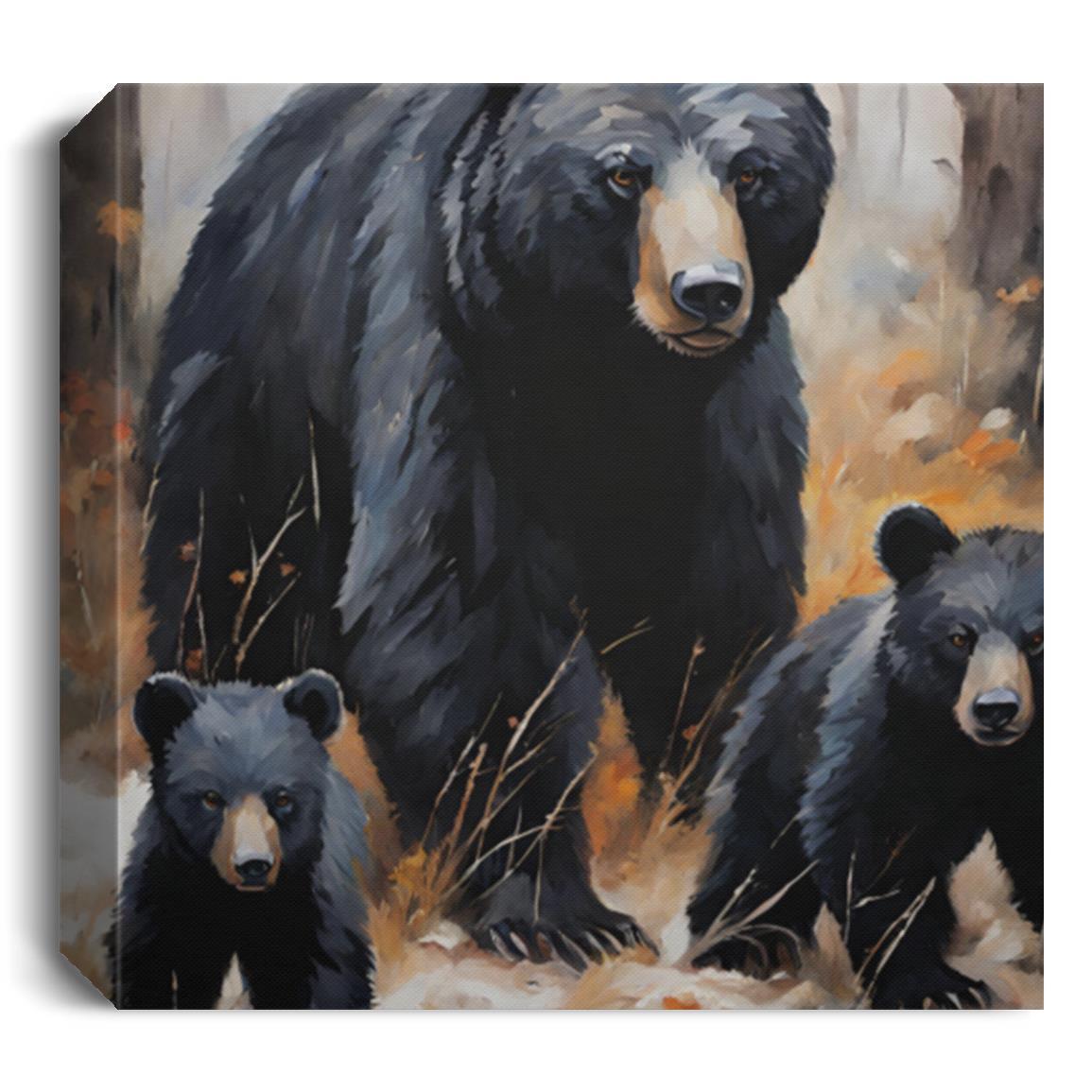 Black Bear & Cubs Collection | Wall Canvas Art - Kim’s Signature Beauty & Accessories    