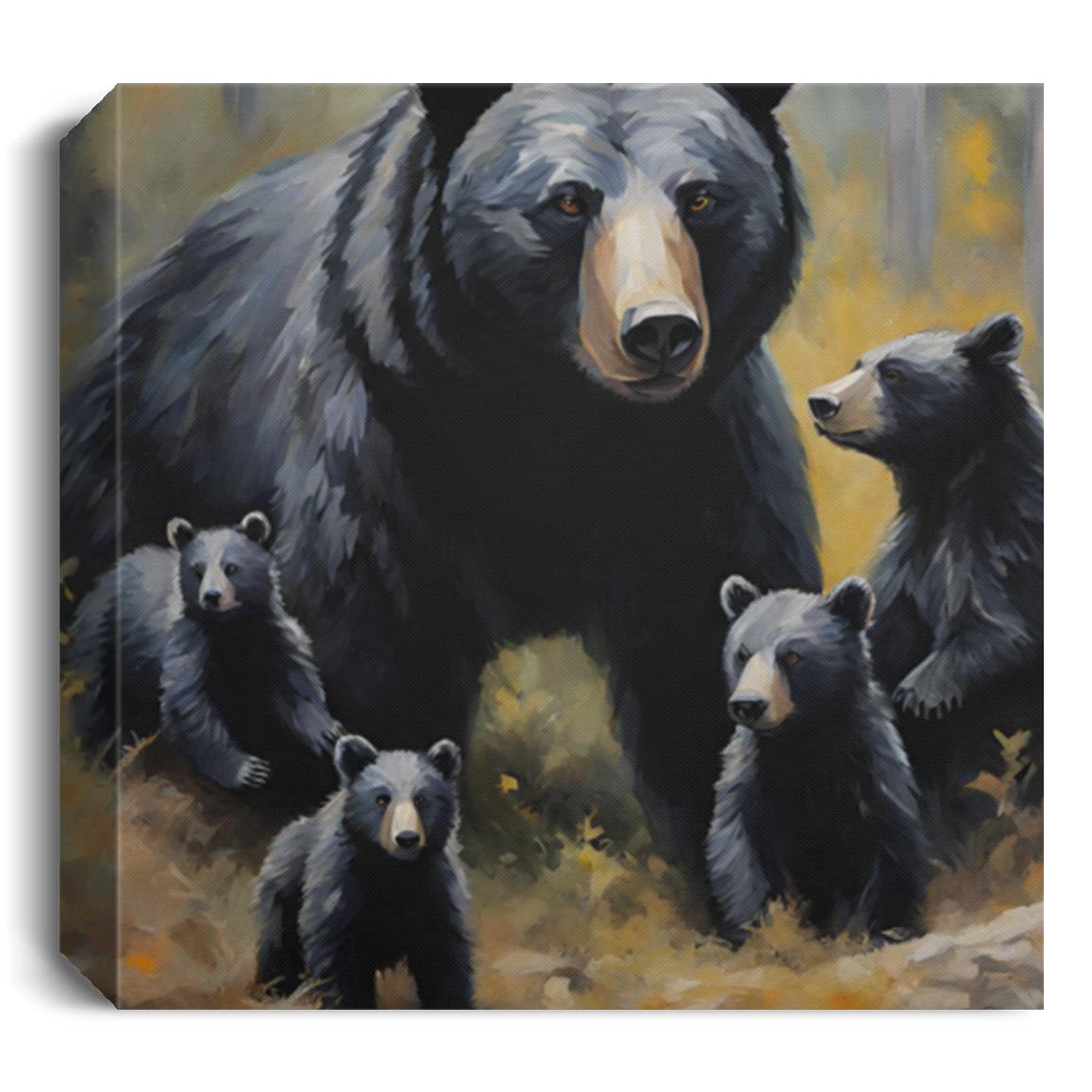 Black Bear & Cubs Collection | Wall Canvas Art - Kim’s Signature Beauty & Accessories    