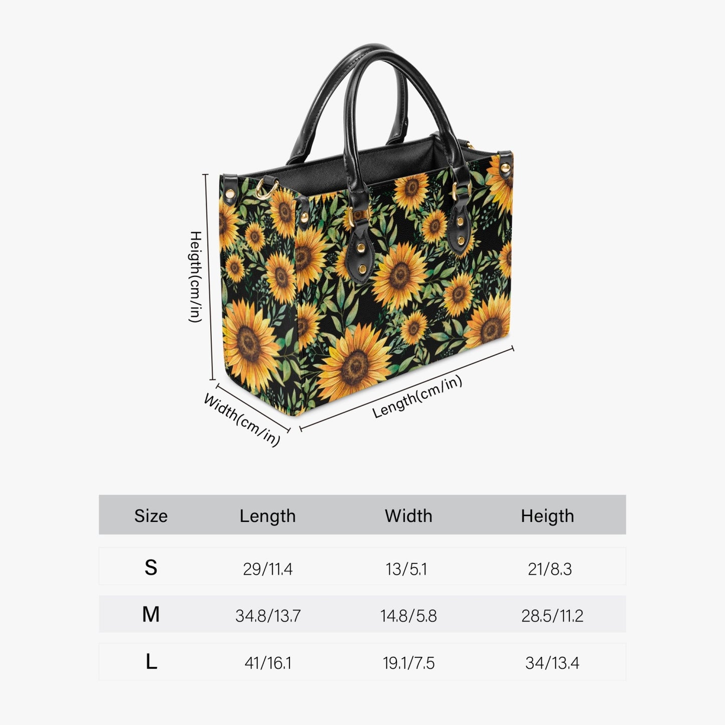 Black & Gold Sunflower PU Leather Handbag - Kim’s Signature Beauty & Accessories    