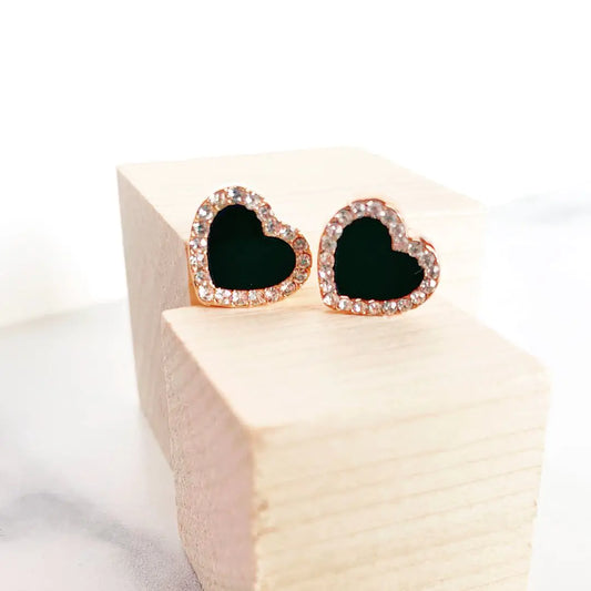 Black Onyx Heart Earrings - Kim’s Signature Beauty & Accessories    