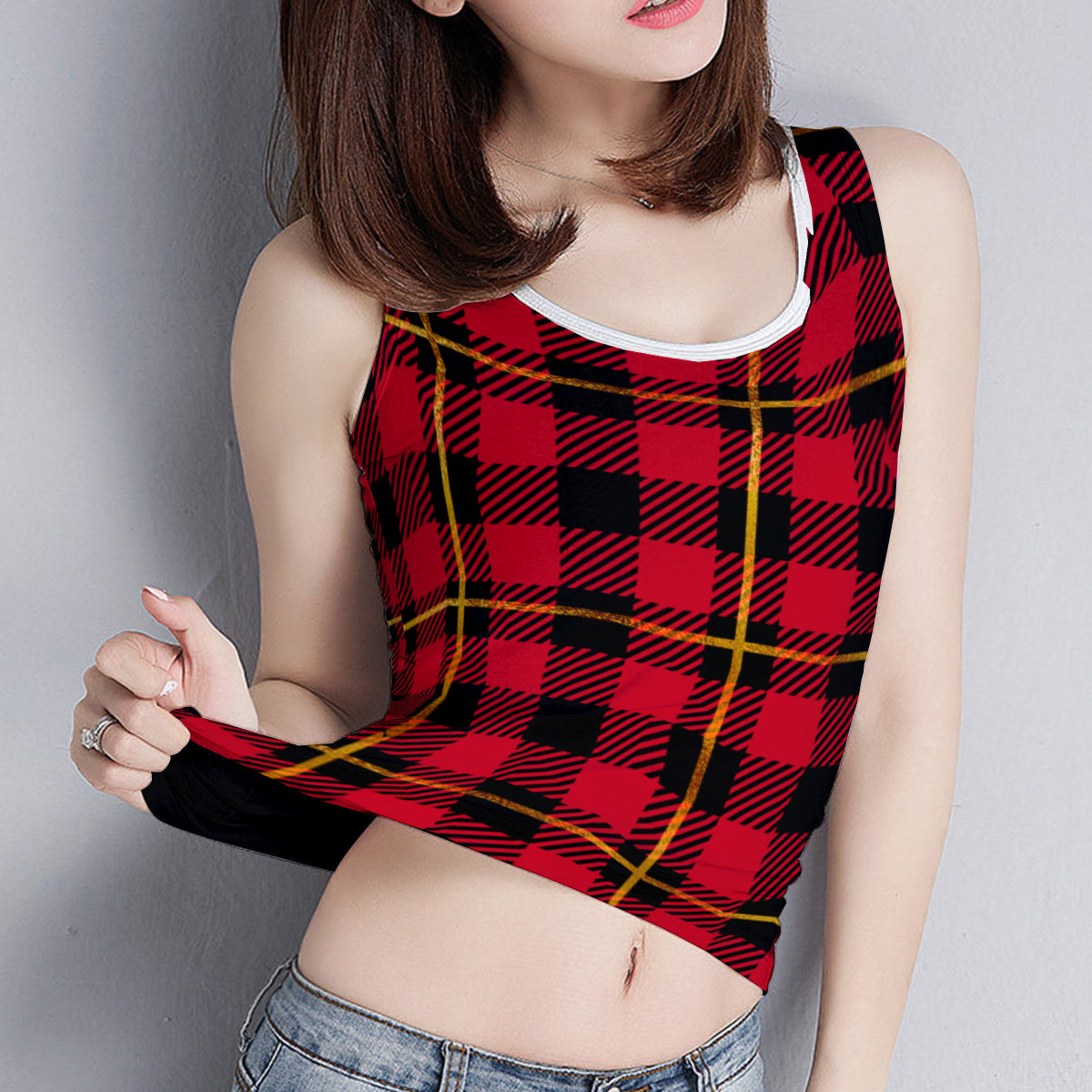 Black & Red Plaid Tank Top - Kim’s Signature Beauty & Accessories    