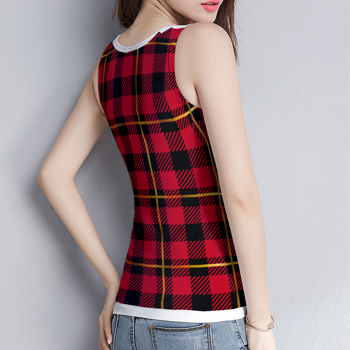 Black & Red Plaid Tank Top - Kim’s Signature Beauty & Accessories    