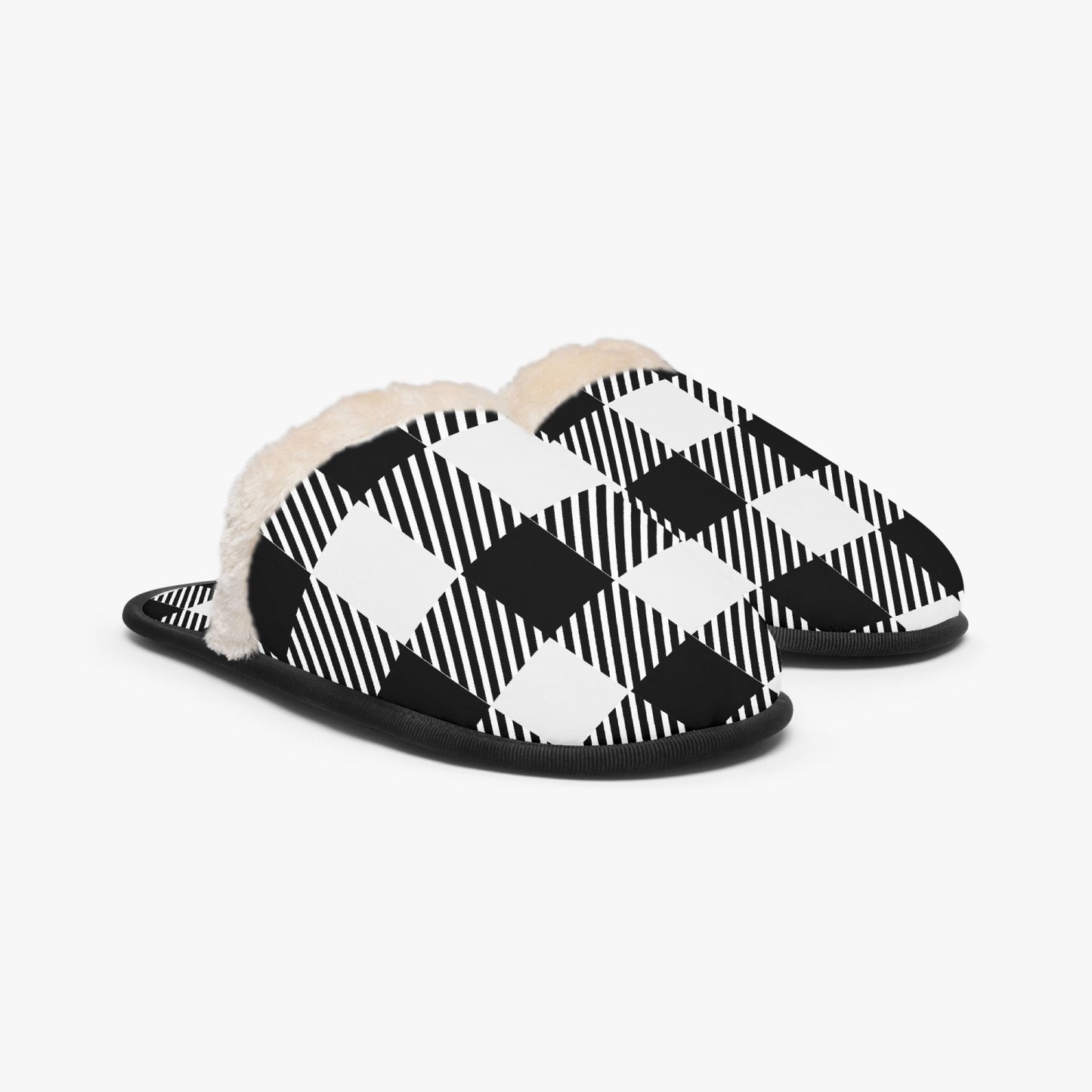 Black & White checkered | cozy slippers - Kim’s Signature Beauty & Accessories    