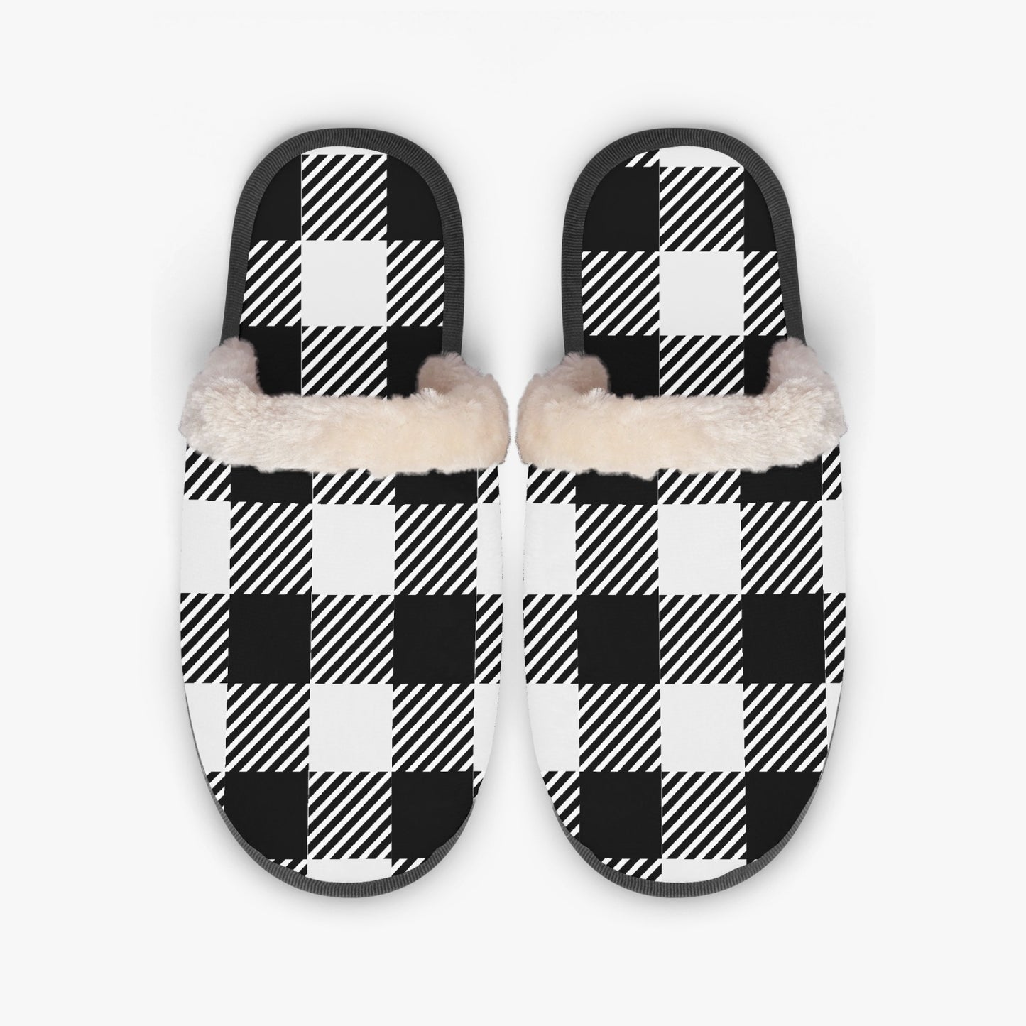 Black & White checkered | cozy slippers - Kim’s Signature Beauty & Accessories    