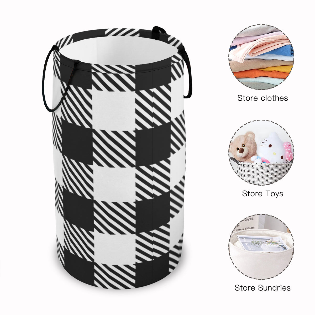 Black & white Checkered Foldable Basket - Kim’s Signature Beauty & Accessories    