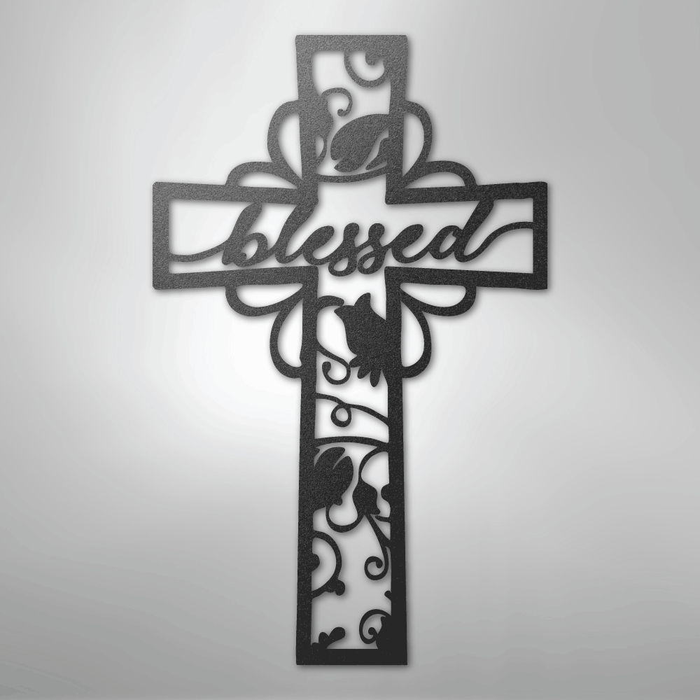 Blessed Cross - Steel Sign - Kim’s Signature Beauty & Accessories