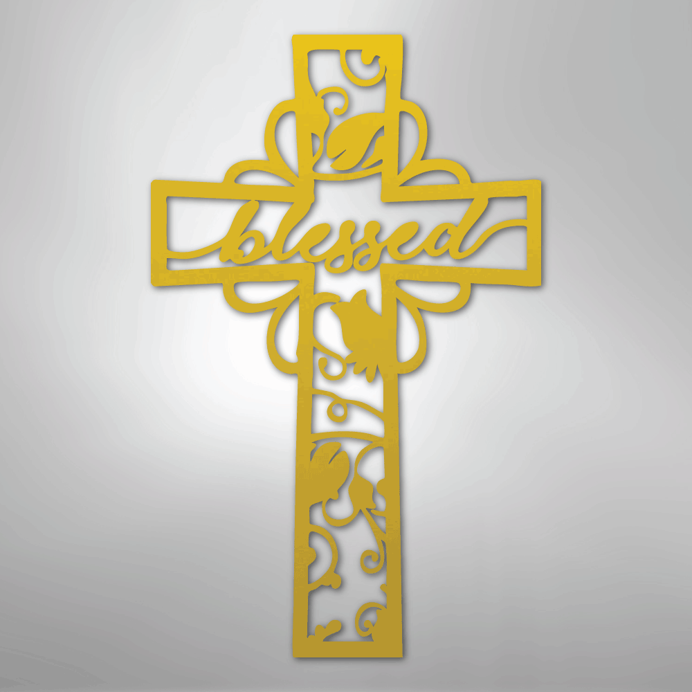 Blessed Cross - Steel Sign - Kim’s Signature Beauty & Accessories