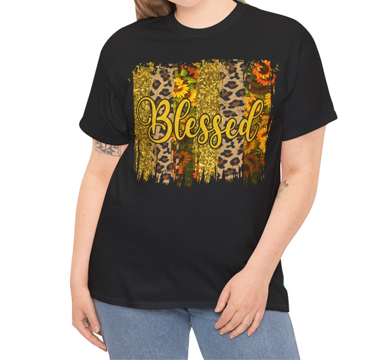 Blessed Leopard design | Cotton Tee - Kim’s Signature Beauty & Accessories    