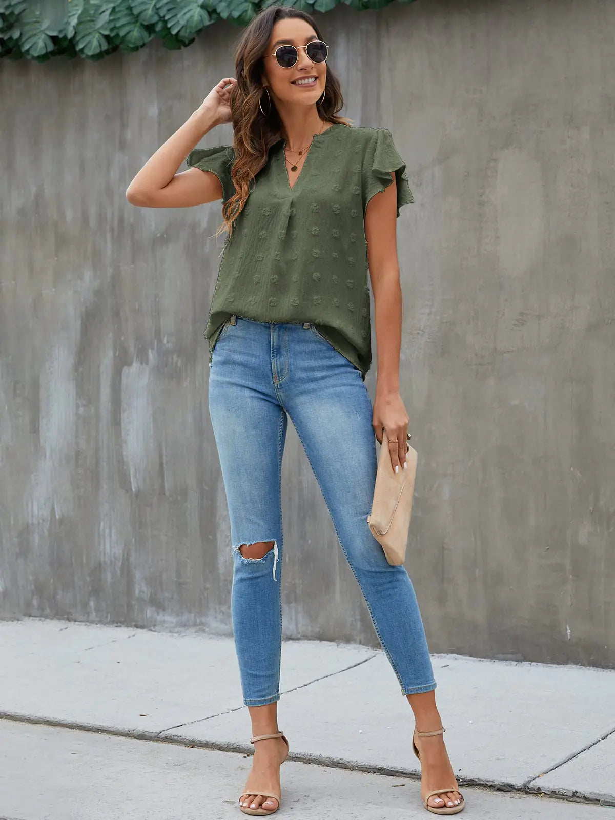 Blooming Jelly White Blouse V Neck - Kim’s Signature Beauty & Accessories    