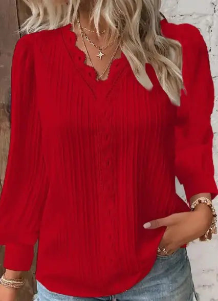 Blouse with Lace Details in Chiffon - Kim’s Signature Beauty & Accessories    