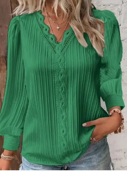 Blouse with Lace Details in Chiffon - Kim’s Signature Beauty & Accessories    