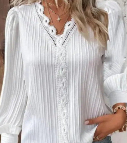 Blouse with Lace Details in Chiffon - Kim’s Signature Beauty & Accessories    