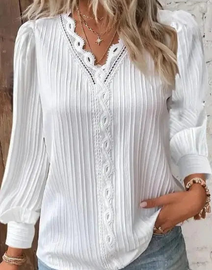 Blouse with Lace Details in Chiffon - Kim’s Signature Beauty & Accessories    