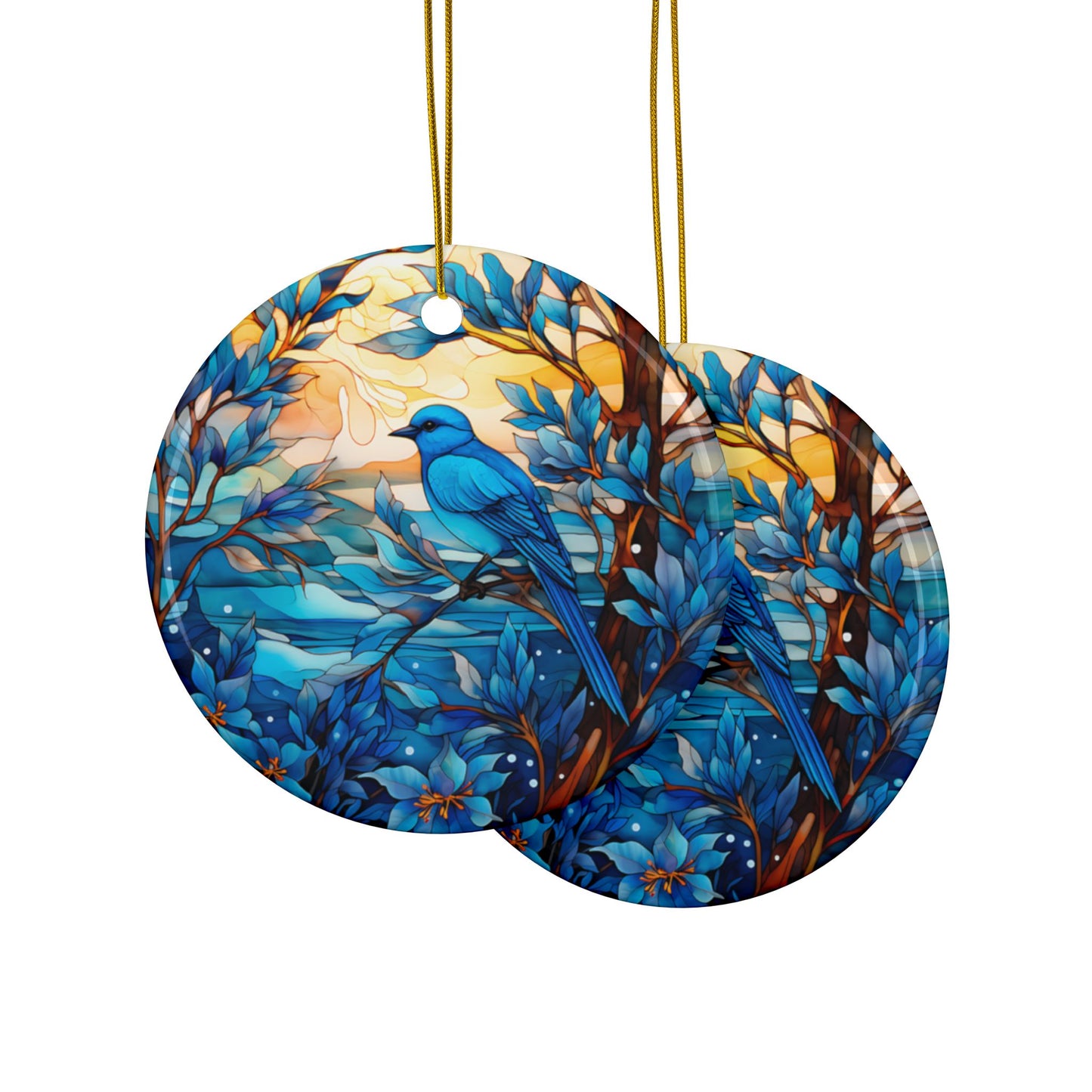 Blue Bird Ceramic Ornaments, 2-Side Print - Kim’s Signature Beauty & Accessories    