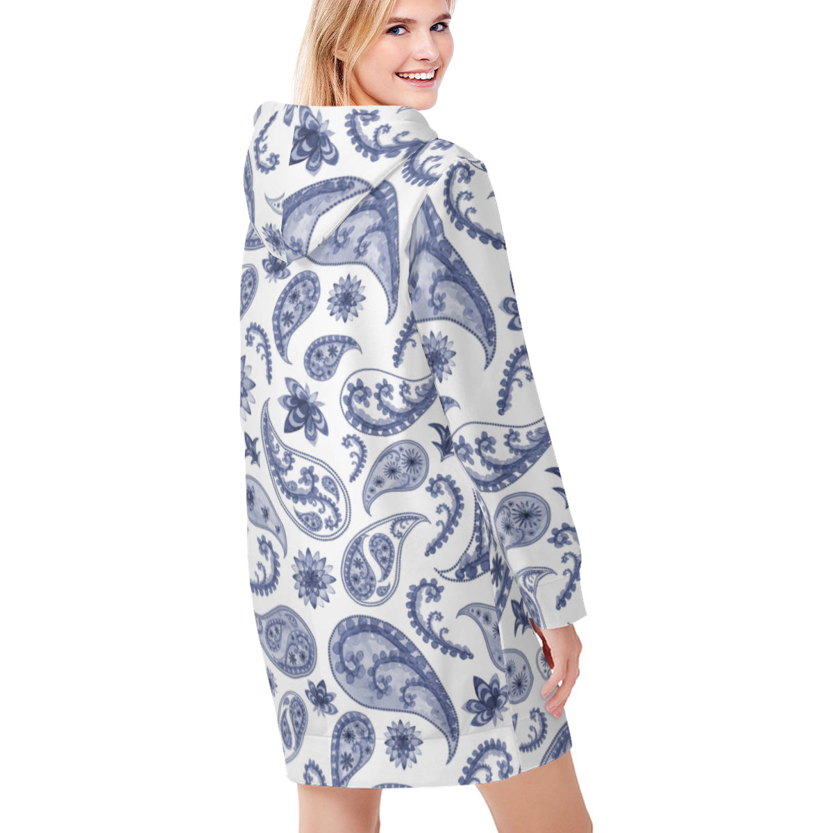 Blue Paisely Hoodie Sweat Dress - Kim’s Signature Beauty & Accessories    