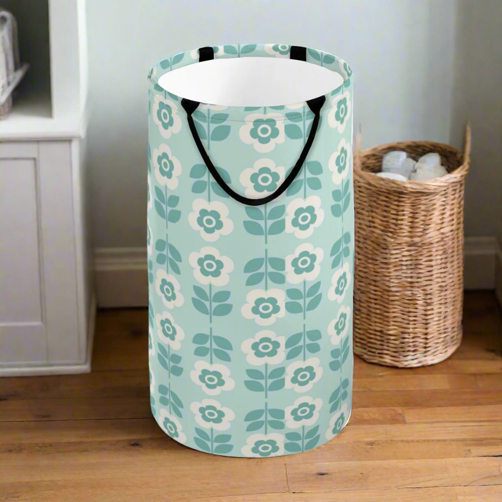 Blue & White Floral Foldable Basket - Kim’s Signature Beauty & Accessories    