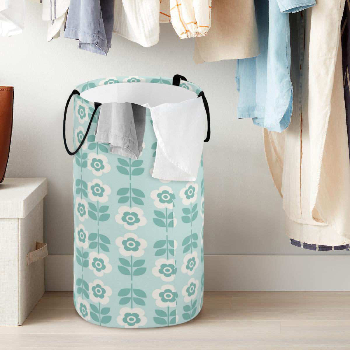 Blue & White Floral Foldable Basket - Kim’s Signature Beauty & Accessories    