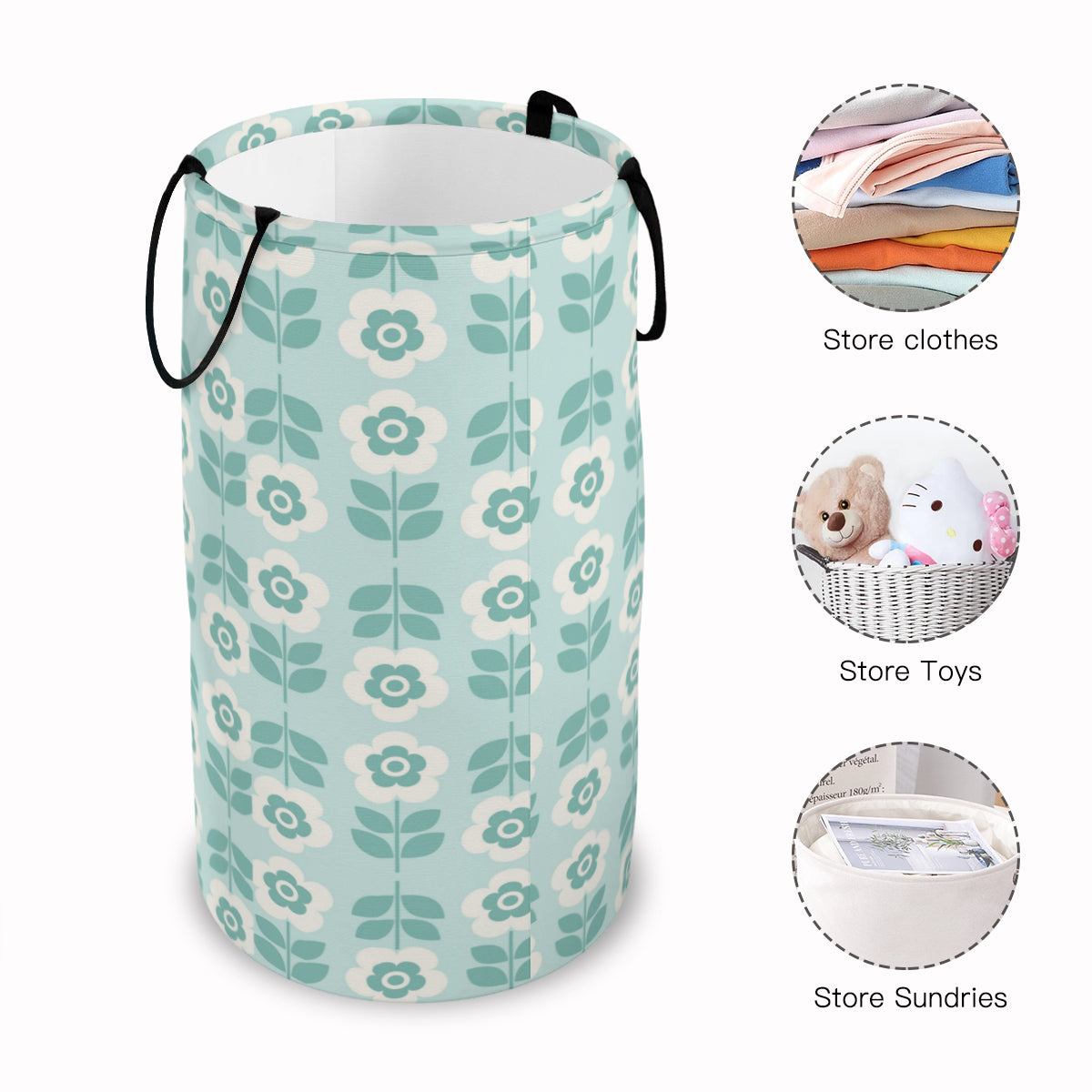 Blue & White Floral Foldable Basket - Kim’s Signature Beauty & Accessories    