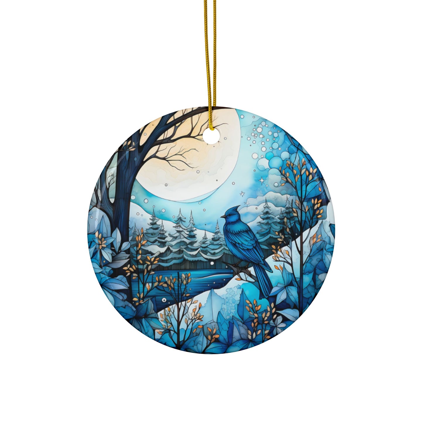 Blue Winter Ceramic Ornaments, 2-Side Print - Kim’s Signature Beauty & Accessories    