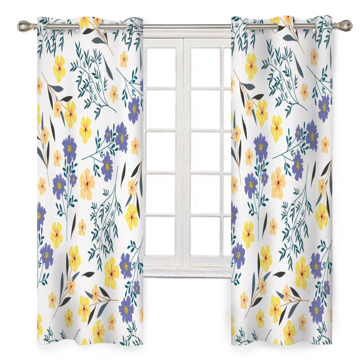 Blue & Yellow Floral | Curtains - Kim’s Signature Beauty & Accessories    