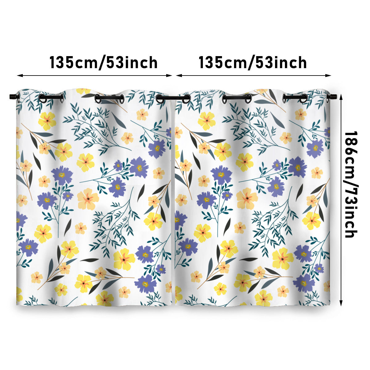 Blue & Yellow Floral | Curtains - Kim’s Signature Beauty & Accessories    