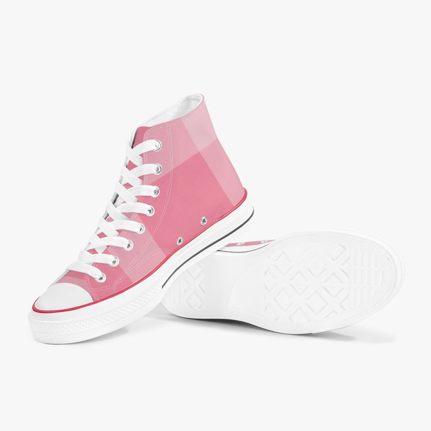 Blush Gingham High Top Sneakers – Classic Cool with a Pink Twist - Kim’s Signature Beauty & Accessories    