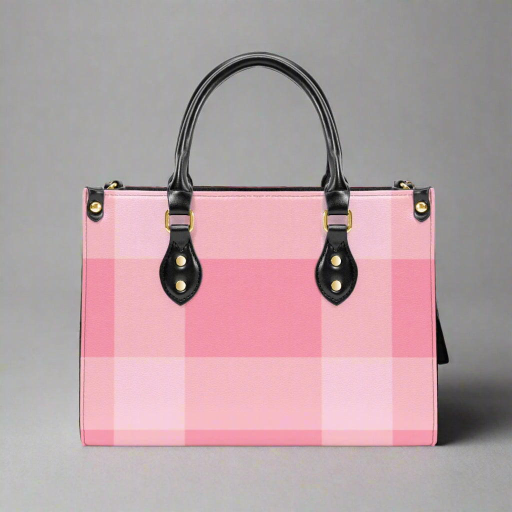 Blush Pink Plaid PU Leather Handbag - Kim’s Signature Beauty & Accessories    