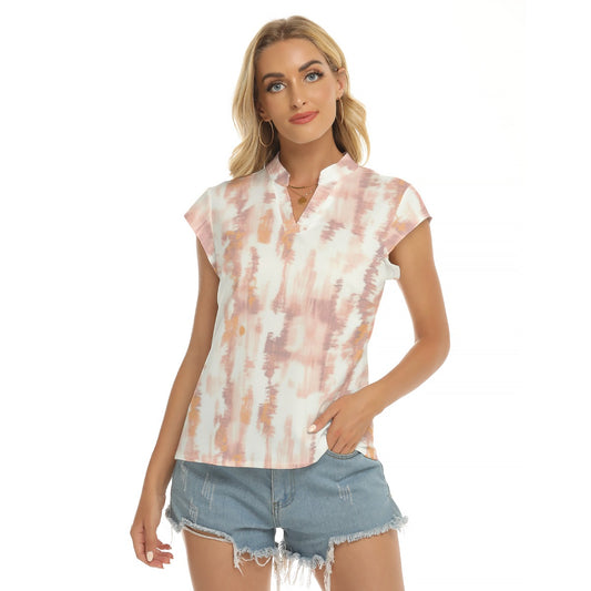 Blushing Beauty V-neck Short Sleeve Blouse - Kim’s Signature Beauty & Accessories    