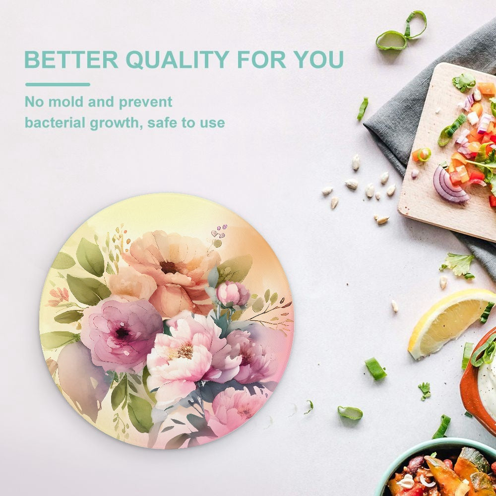 Boho Flowers | Tempered Glass Cutting Board - Kim’s Signature Beauty & Accessories    