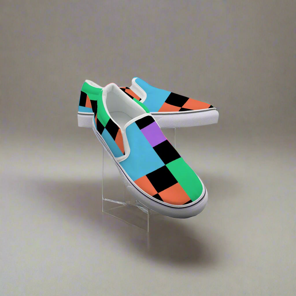 Bold Multicolor Block Slip-On Canvas Shoes - Kim’s Signature Beauty & Accessories    