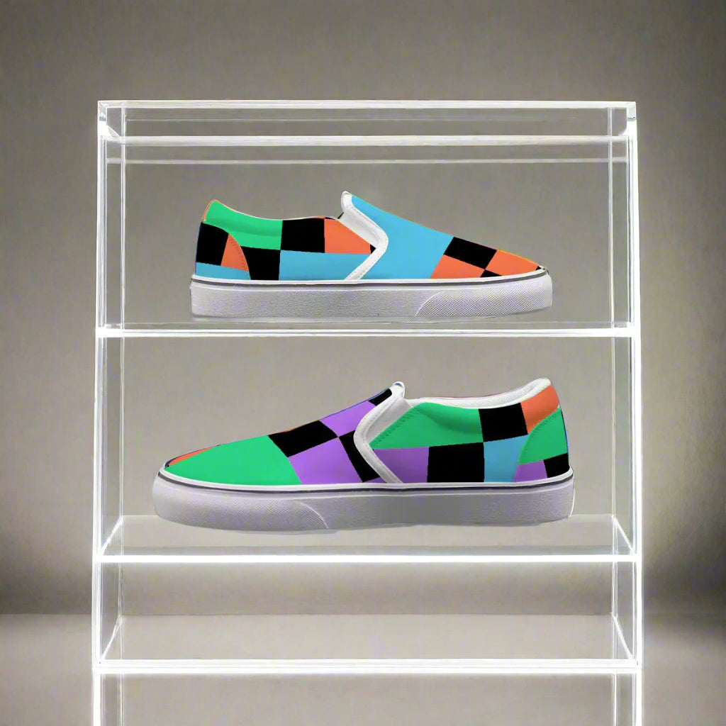 Bold Multicolor Block Slip-On Canvas Shoes - Kim’s Signature Beauty & Accessories    