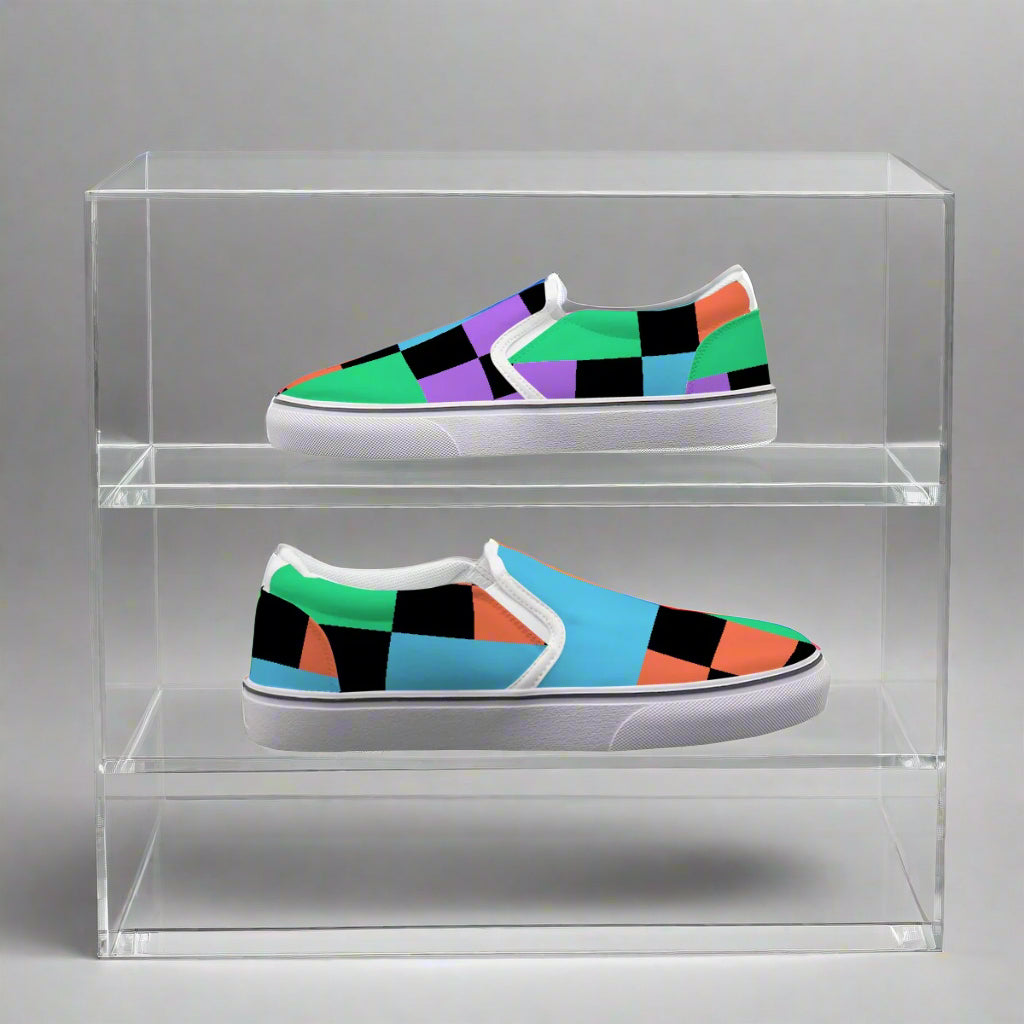 Bold Multicolor Block Slip-On Canvas Shoes - Kim’s Signature Beauty & Accessories    