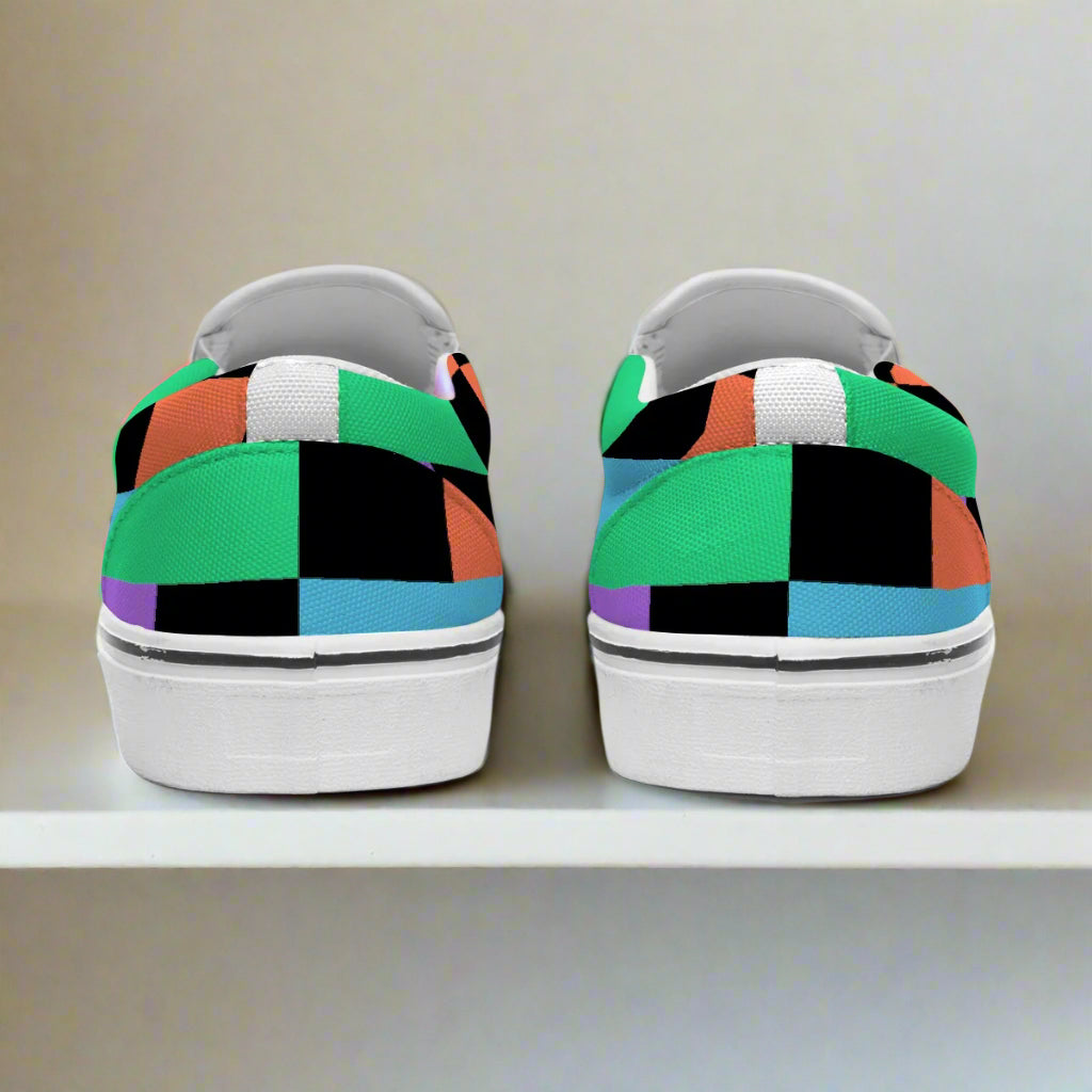 Bold Multicolor Block Slip-On Canvas Shoes - Kim’s Signature Beauty & Accessories    