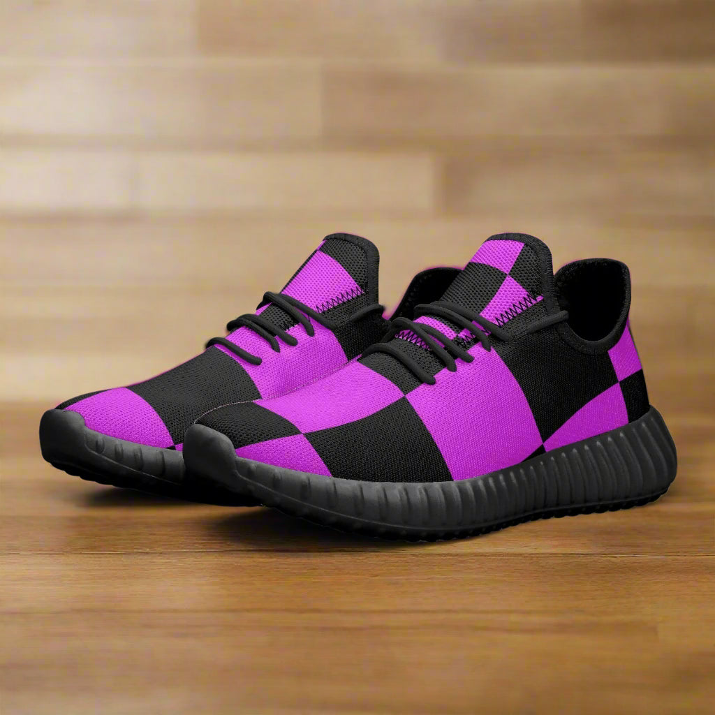 Bold Purple Checker Sneakers – Classic Comfort, Modern Edge - Kim’s Signature Beauty & Accessories    