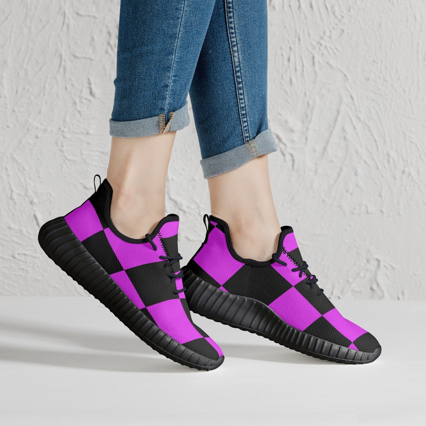 Bold Purple Checker Sneakers – Classic Comfort, Modern Edge - Kim’s Signature Beauty & Accessories    