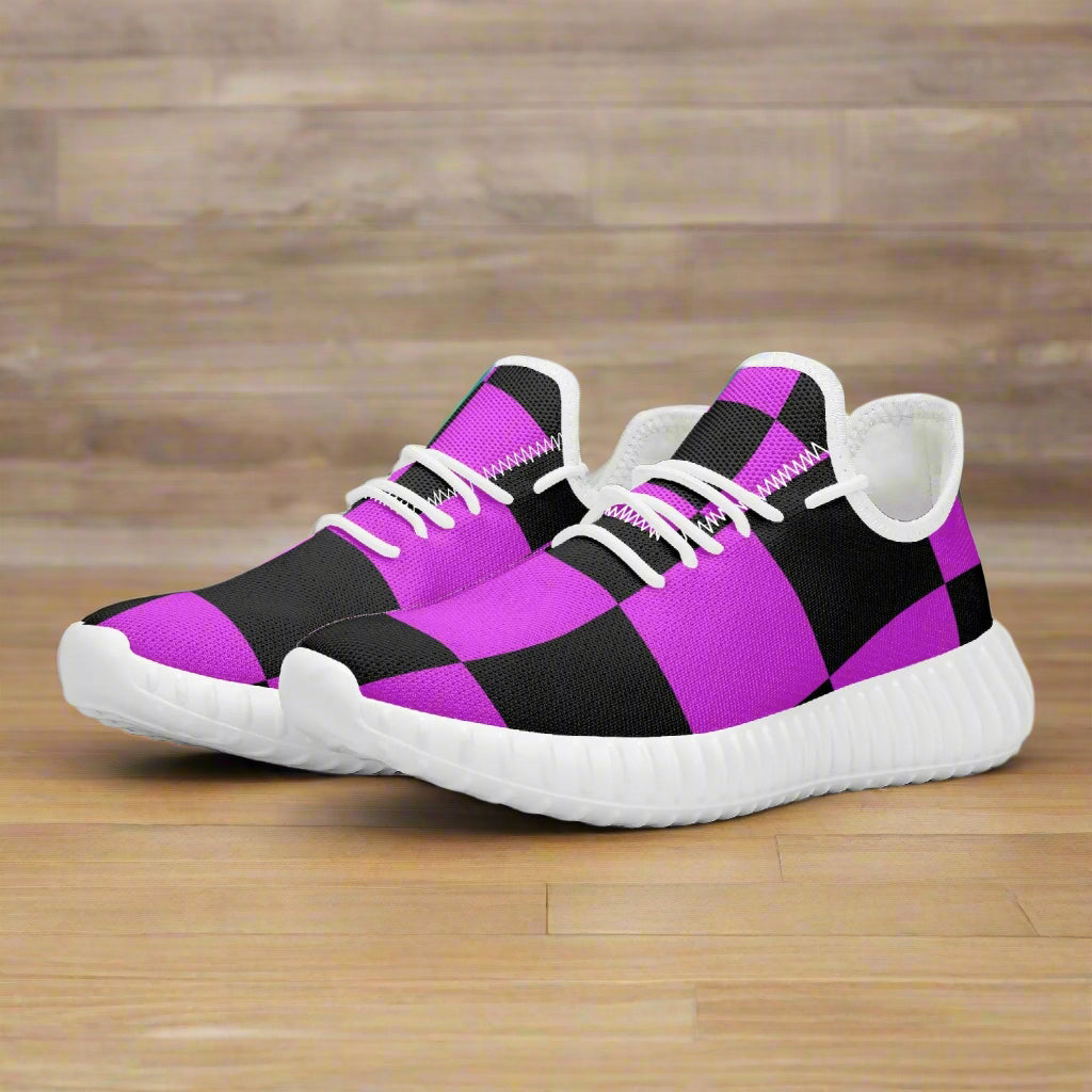 Bold Purple Checker Sneakers – Classic Comfort, Modern Edge - Kim’s Signature Beauty & Accessories    