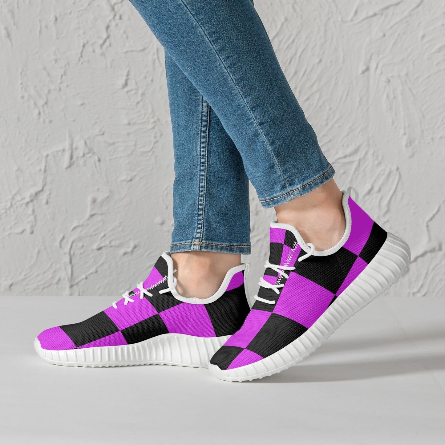 Bold Purple Checker Sneakers – Classic Comfort, Modern Edge - Kim’s Signature Beauty & Accessories    