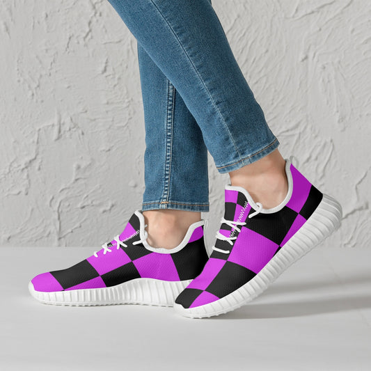 Bold Purple Checker Sneakers – Classic Comfort, Modern Edge - Kim’s Signature Beauty & Accessories    