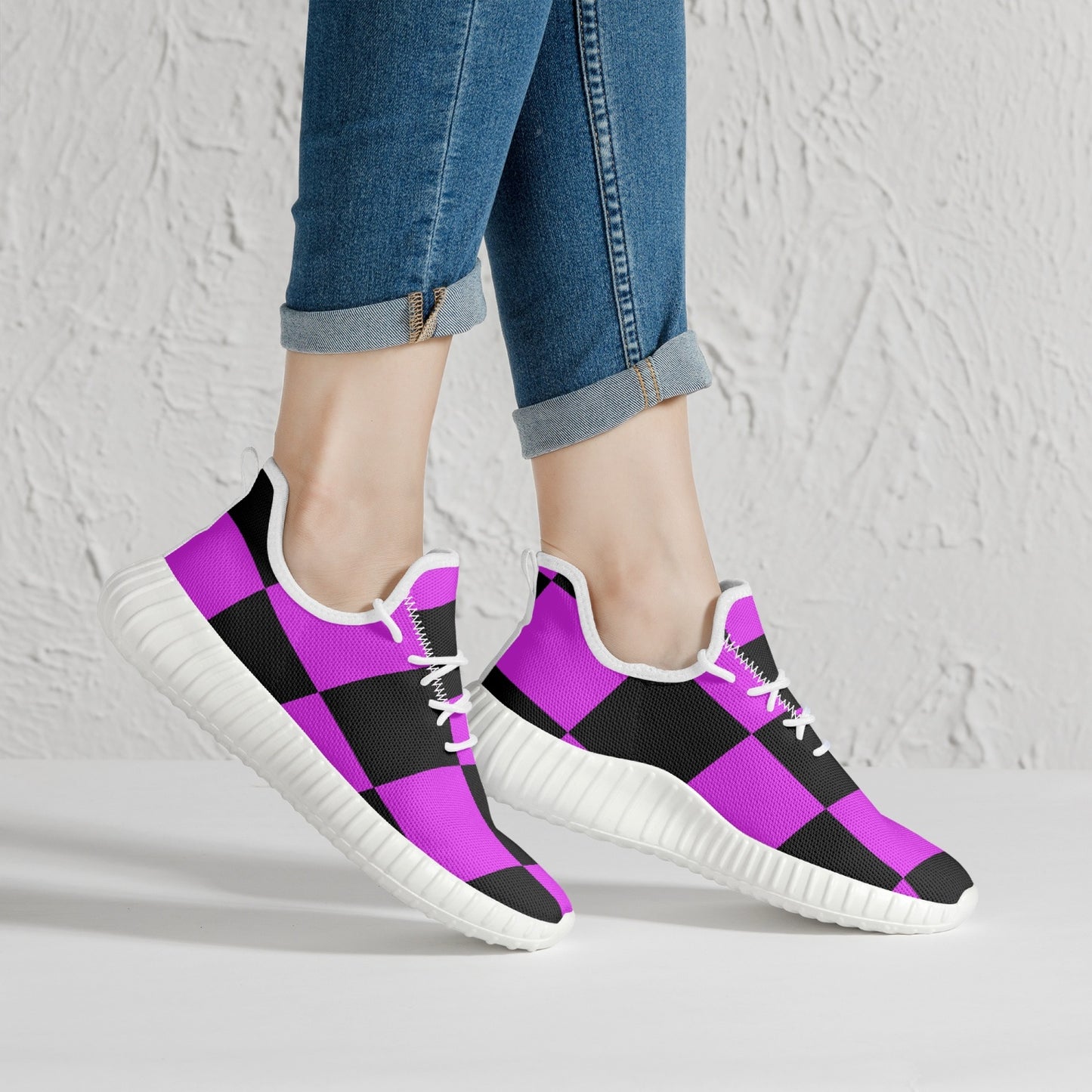 Bold Purple Checker Sneakers – Classic Comfort, Modern Edge - Kim’s Signature Beauty & Accessories    