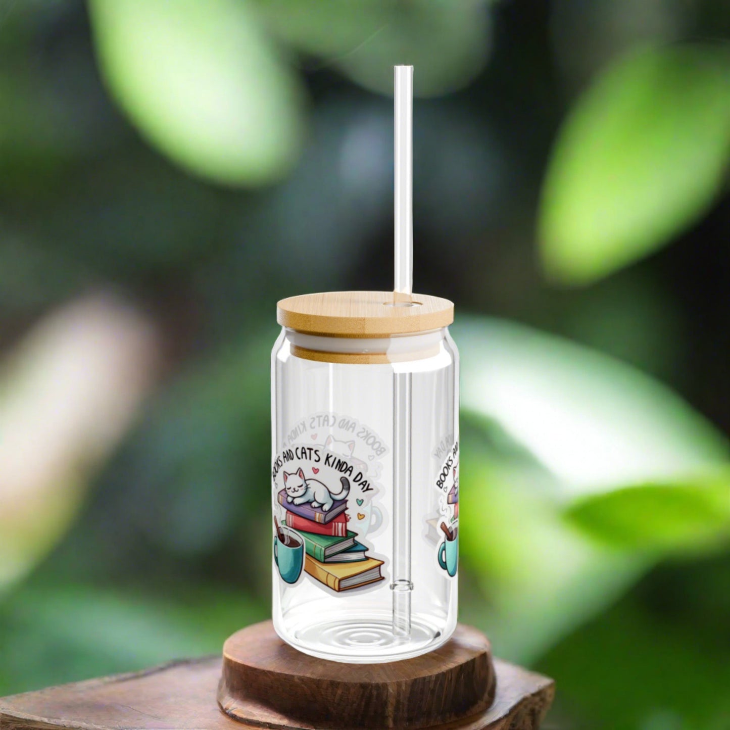 Book & Cats Kinda Day | Sipper Glass, 16oz - Kim’s Signature Beauty & Accessories    