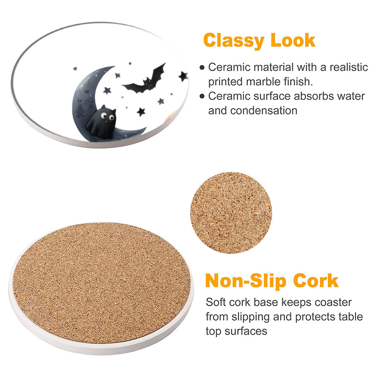 Book Reading Ghost Ceramic Coasters - Kim’s Signature Beauty & Accessories    