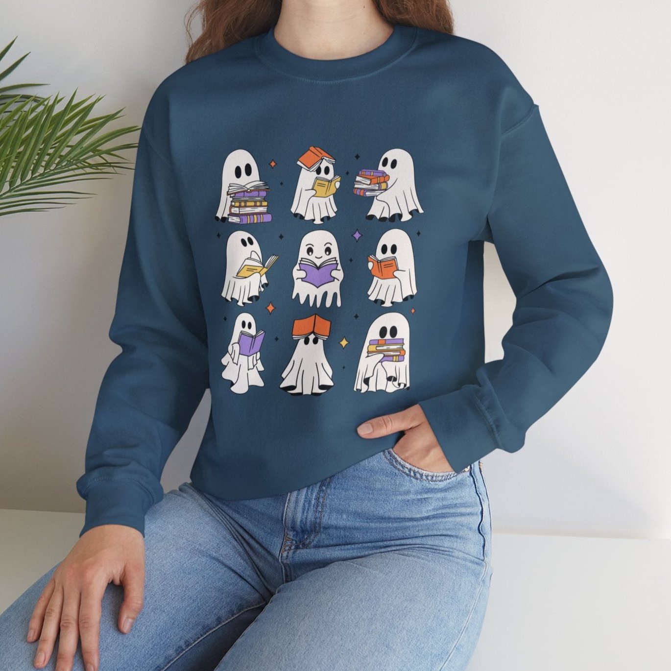 Bookish Boos - Cozy Ghost Readers Sweatshirt - Kim’s Signature Beauty & Accessories    