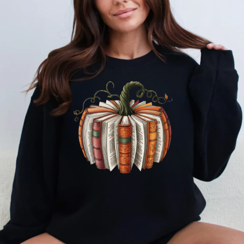 Bookworm Pumpkin Sweatshirt - Cozy Fall Crewneck for Readers - Kim’s Signature Beauty & Accessories    