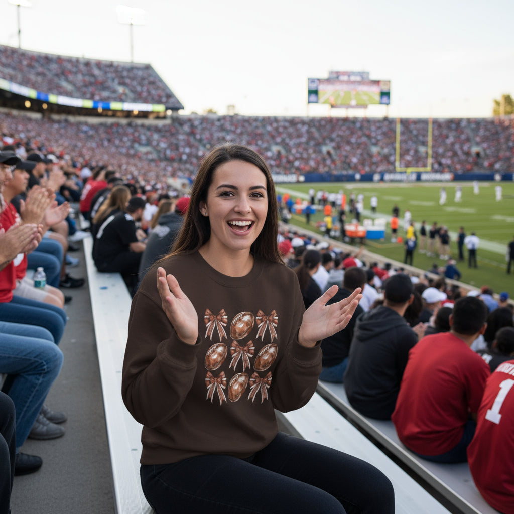 Bows & Footballs Sweatshirt - Kim’s Signature Beauty & Accessories    