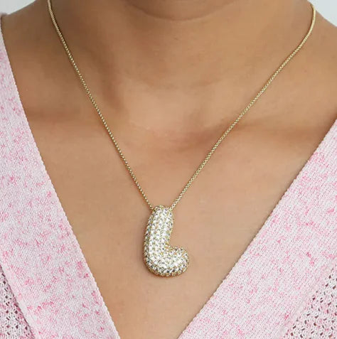 Brass Zircon Bubble Letter Necklace - Kim’s Signature Beauty & Accessories    