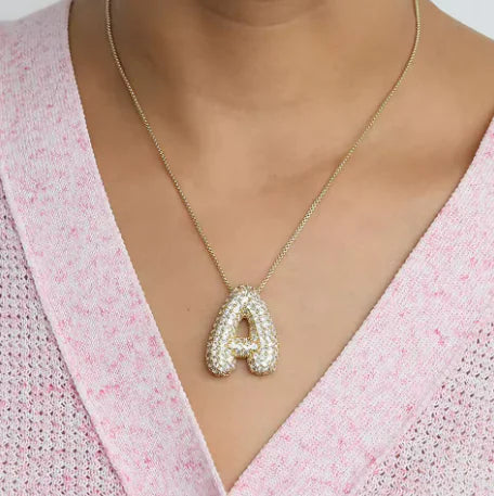 Brass Zircon Bubble Letter Necklace - Kim’s Signature Beauty & Accessories    