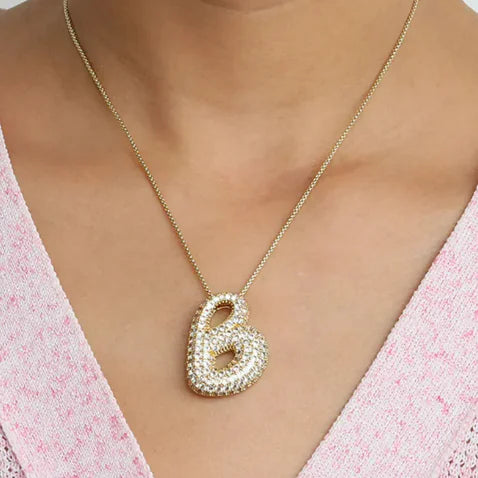 Brass Zircon Bubble Letter Necklace - Kim’s Signature Beauty & Accessories    