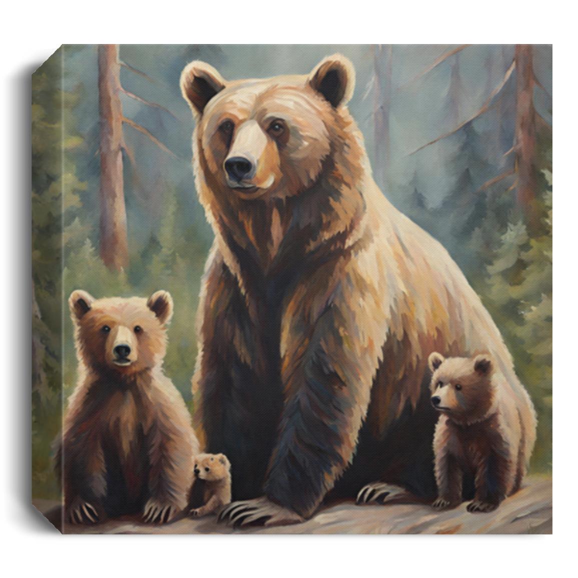 Brown Bear & Cubs | Wall Canvas Art - Kim’s Signature Beauty & Accessories    