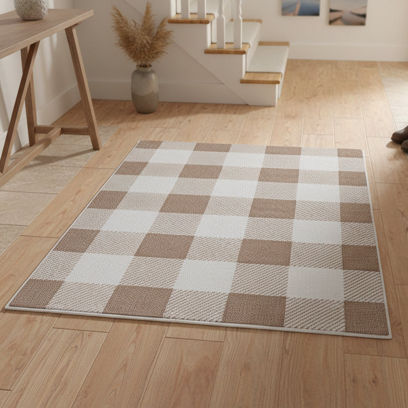 Brown Checkered Rug - Kim’s Signature Beauty & Accessories