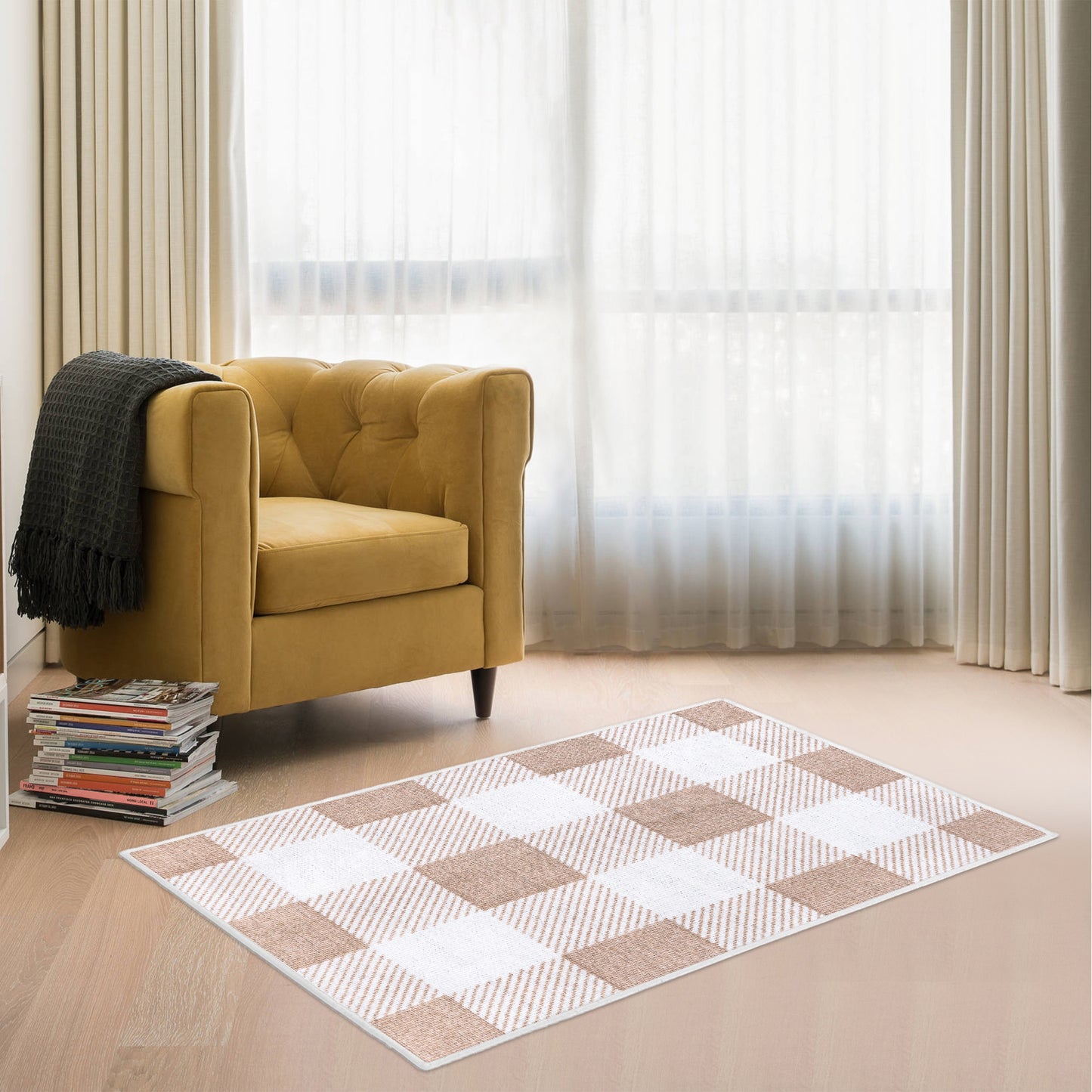 Brown Checkered Rug - Kim’s Signature Beauty & Accessories